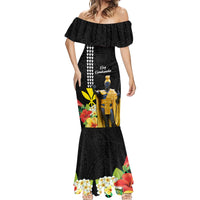 Hawaii King Kamehameha Day Mermaid Dress Kanaka Maoli Hibiscus Flower and Kakau Pattern - Wonder Print Shop
