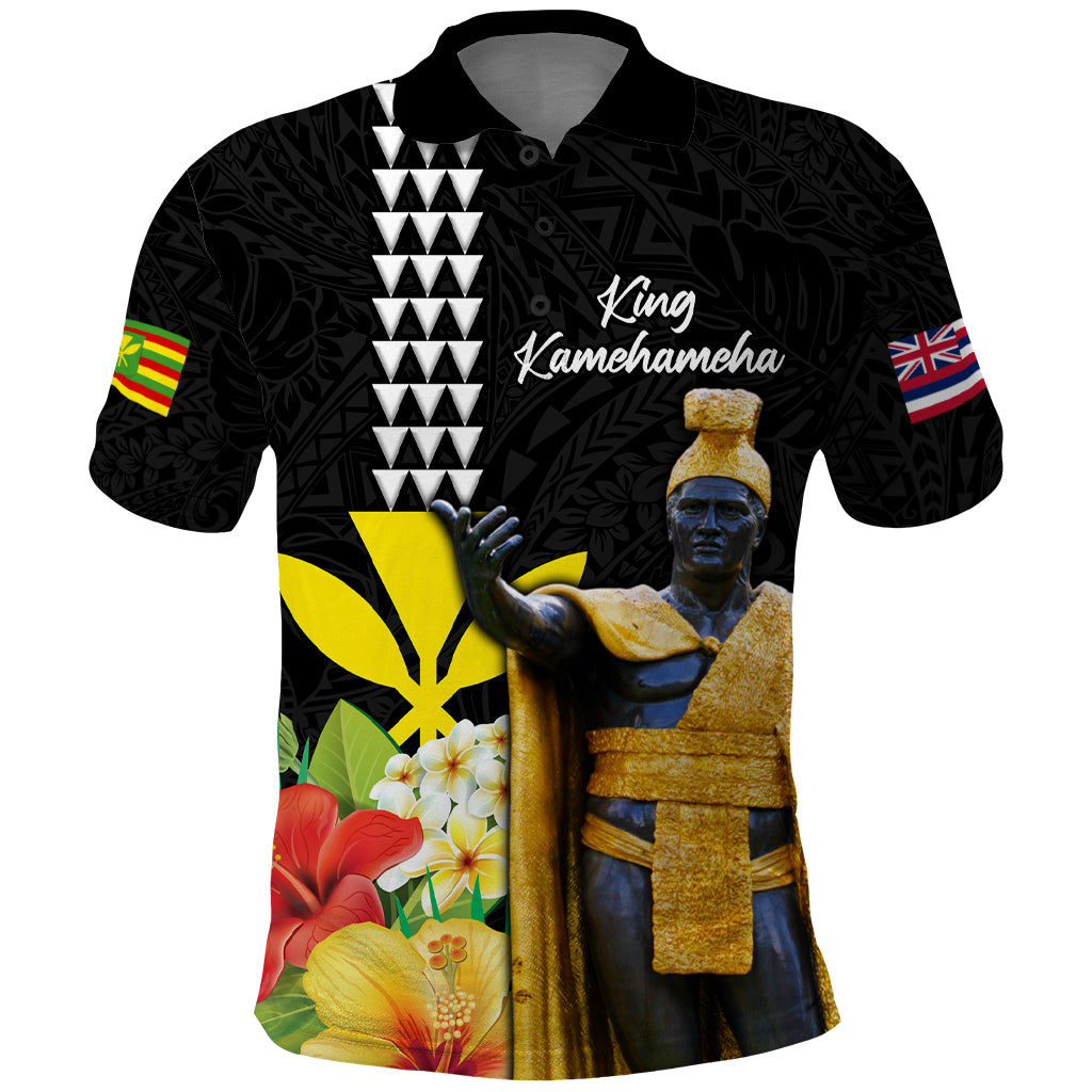 Hawaii King Kamehameha Day Polo Shirt Kanaka Maoli Hibiscus Flower and Kakau Pattern - Wonder Print Shop