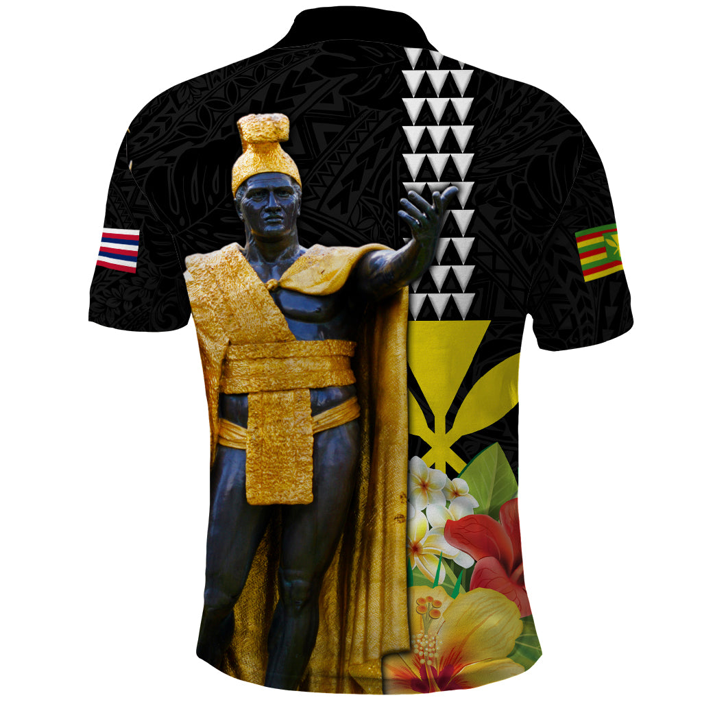 Hawaii King Kamehameha Day Polo Shirt Kanaka Maoli Hibiscus Flower and Kakau Pattern - Wonder Print Shop