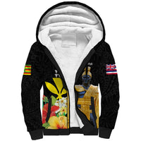 Hawaii King Kamehameha Day Sherpa Hoodie Kanaka Maoli Hibiscus Flower and Kakau Pattern - Wonder Print Shop