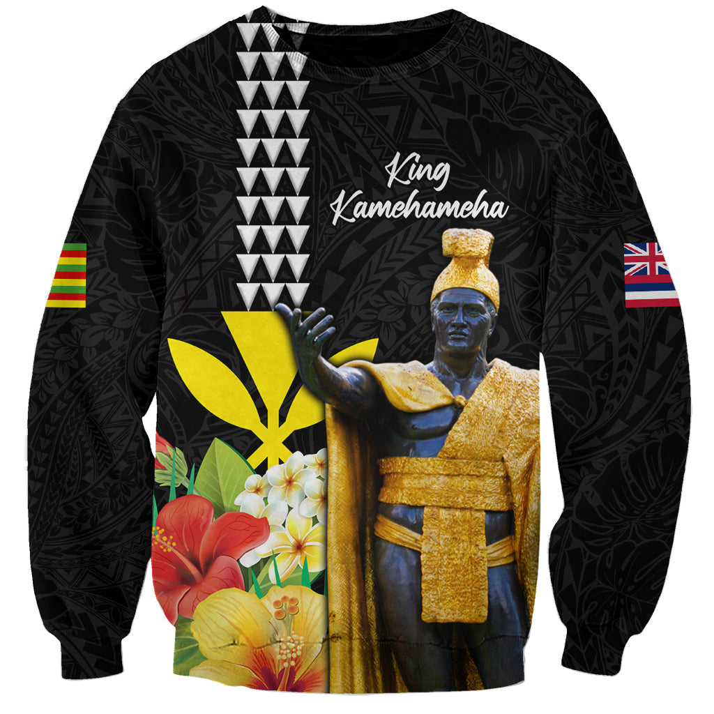 Hawaii King Kamehameha Day Sweatshirt Kanaka Maoli Hibiscus Flower and Kakau Pattern - Wonder Print Shop