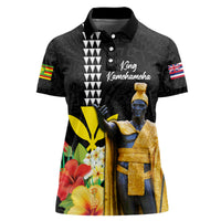 Hawaii King Kamehameha Day Women Polo Shirt Kanaka Maoli Hibiscus Flower and Kakau Pattern - Wonder Print Shop