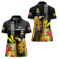 Hawaii King Kamehameha Day Women Polo Shirt Kanaka Maoli Hibiscus Flower and Kakau Pattern - Wonder Print Shop