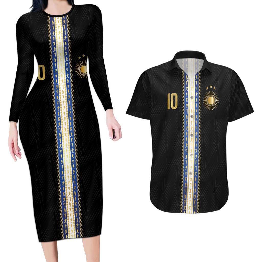 Argentina Football Couples Matching Long Sleeve Bodycon Dress and Hawaiian Shirt GOAT-Pride of La Albiceleste