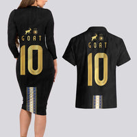 Argentina Football Couples Matching Long Sleeve Bodycon Dress and Hawaiian Shirt GOAT-Pride of La Albiceleste