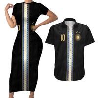 Argentina Football Couples Matching Short Sleeve Bodycon Dress and Hawaiian Shirt GOAT-Pride of La Albiceleste