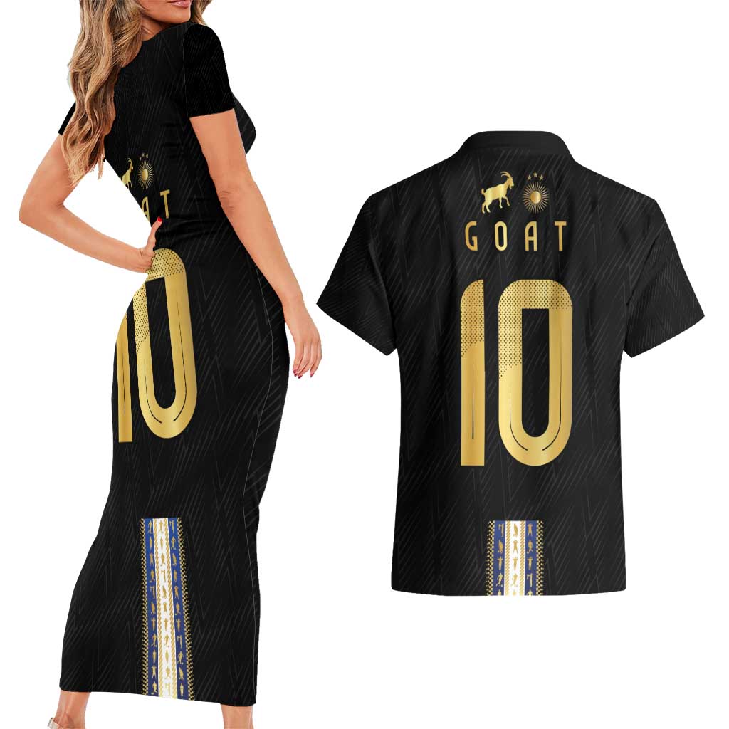 Argentina Football Couples Matching Short Sleeve Bodycon Dress and Hawaiian Shirt GOAT-Pride of La Albiceleste