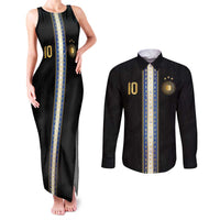 Argentina Football Couples Matching Tank Maxi Dress and Long Sleeve Button Shirt GOAT-Pride of La Albiceleste