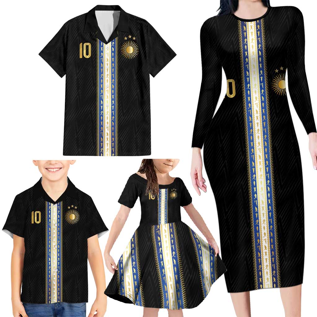 Argentina Football Family Matching Long Sleeve Bodycon Dress and Hawaiian Shirt GOAT-Pride of La Albiceleste