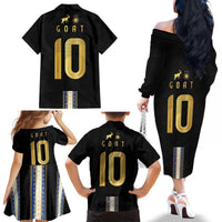 Argentina Football Family Matching Off The Shoulder Long Sleeve Dress and Hawaiian Shirt GOAT-Pride of La Albiceleste