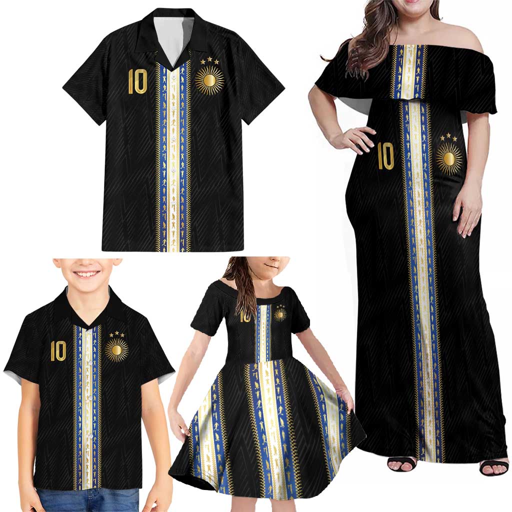 Argentina Football Family Matching Off Shoulder Maxi Dress and Hawaiian Shirt GOAT-Pride of La Albiceleste