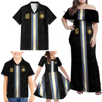 Argentina Football Family Matching Off Shoulder Maxi Dress and Hawaiian Shirt GOAT-Pride of La Albiceleste