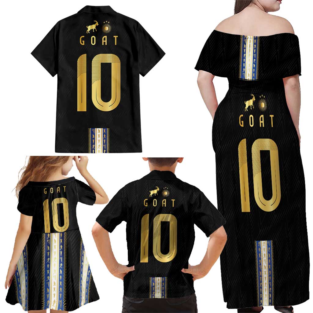 Argentina Football Family Matching Off Shoulder Maxi Dress and Hawaiian Shirt GOAT-Pride of La Albiceleste