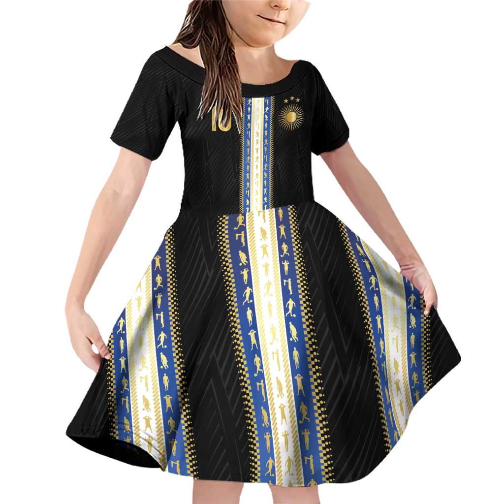 Argentina Football Family Matching Off Shoulder Short Dress and Hawaiian Shirt GOAT-Pride of La Albiceleste