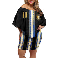 Argentina Football Family Matching Off Shoulder Short Dress and Hawaiian Shirt GOAT-Pride of La Albiceleste