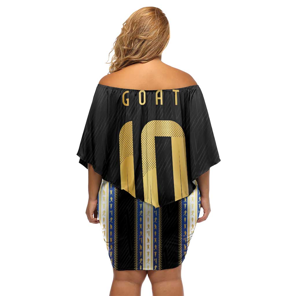 Argentina Football Family Matching Off Shoulder Short Dress and Hawaiian Shirt GOAT-Pride of La Albiceleste