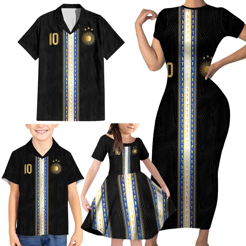 Argentina Football Family Matching Short Sleeve Bodycon Dress and Hawaiian Shirt GOAT-Pride of La Albiceleste