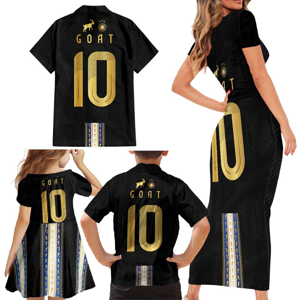 Argentina Football Family Matching Short Sleeve Bodycon Dress and Hawaiian Shirt GOAT-Pride of La Albiceleste