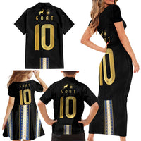 Argentina Football Family Matching Short Sleeve Bodycon Dress and Hawaiian Shirt GOAT-Pride of La Albiceleste