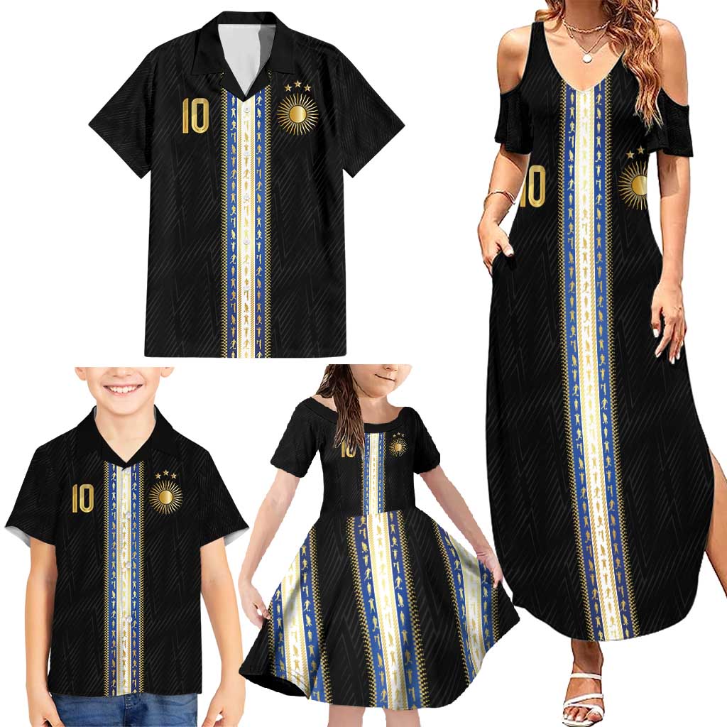 Argentina Football Family Matching Summer Maxi Dress and Hawaiian Shirt GOAT-Pride of La Albiceleste