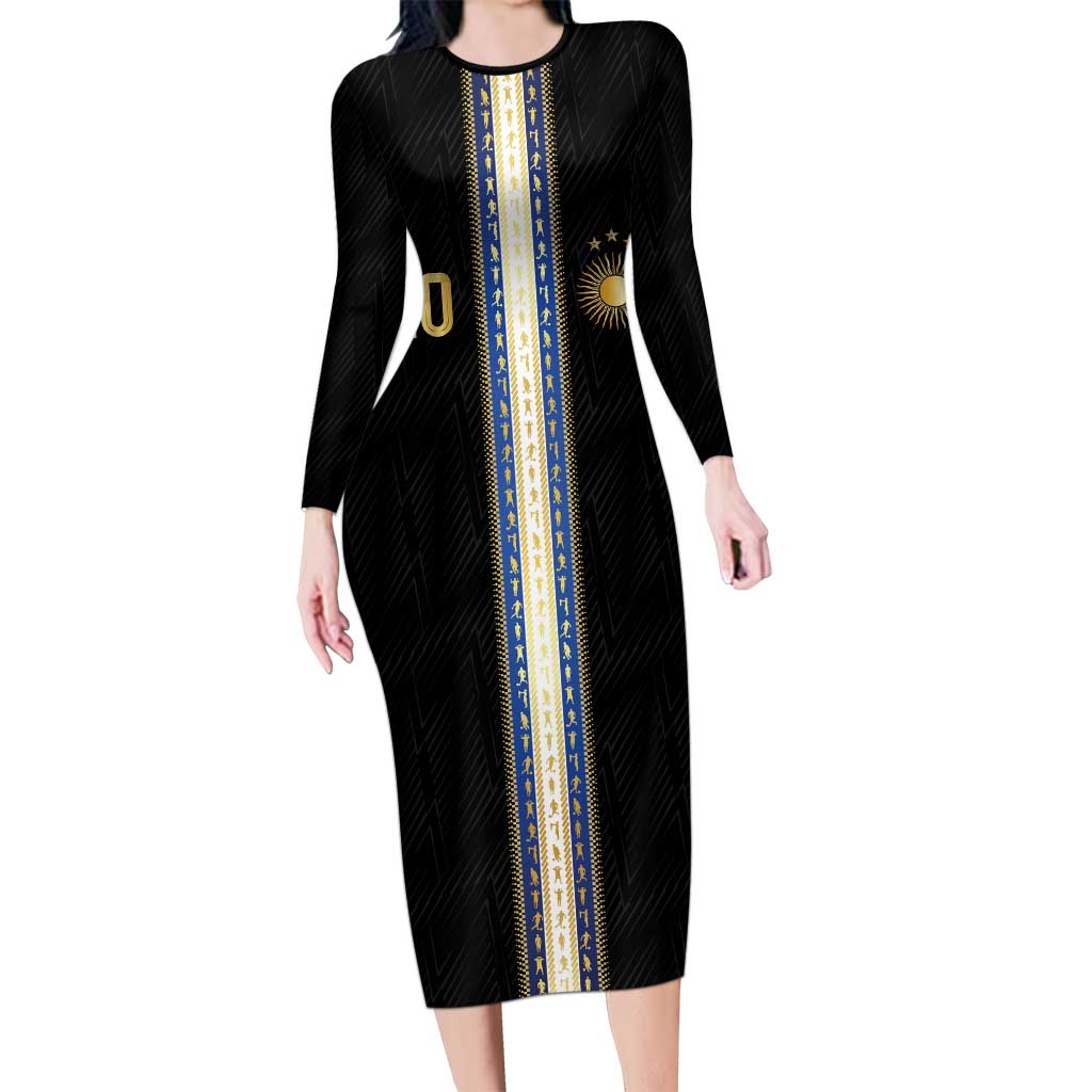 Argentina Football Long Sleeve Bodycon Dress GOAT-Pride of La Albiceleste