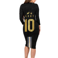 Argentina Football Long Sleeve Bodycon Dress GOAT-Pride of La Albiceleste