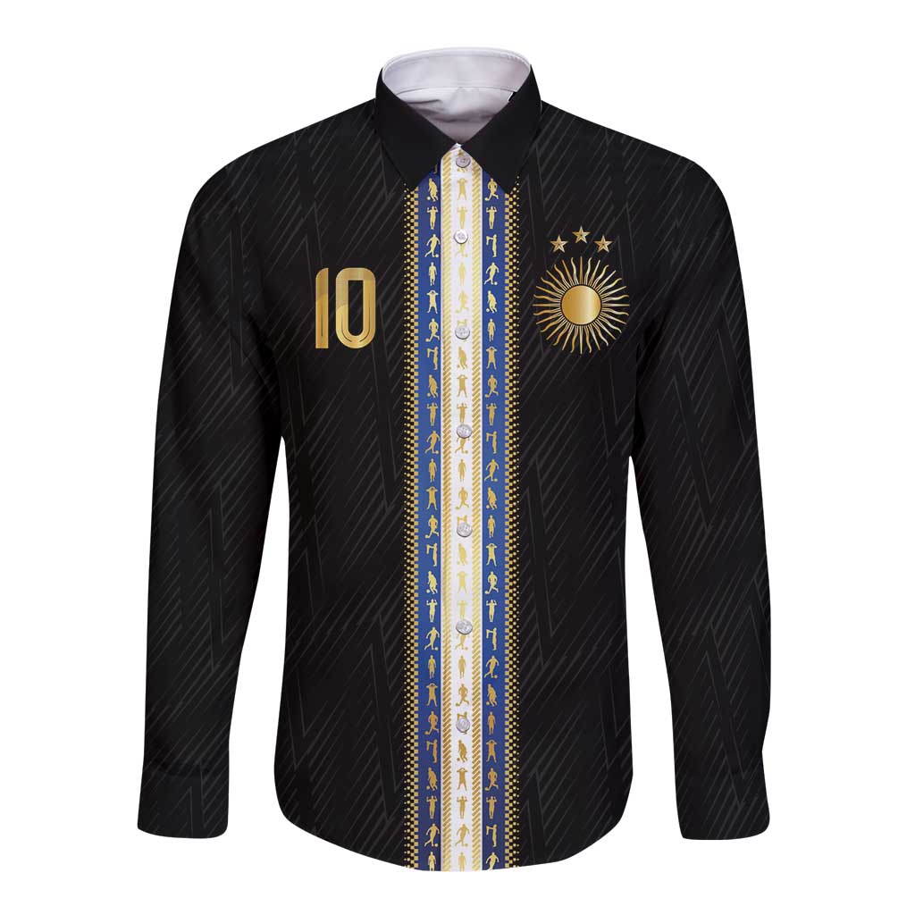 Argentina Football Long Sleeve Button Shirt GOAT-Pride of La Albiceleste