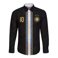 Argentina Football Long Sleeve Button Shirt GOAT-Pride of La Albiceleste