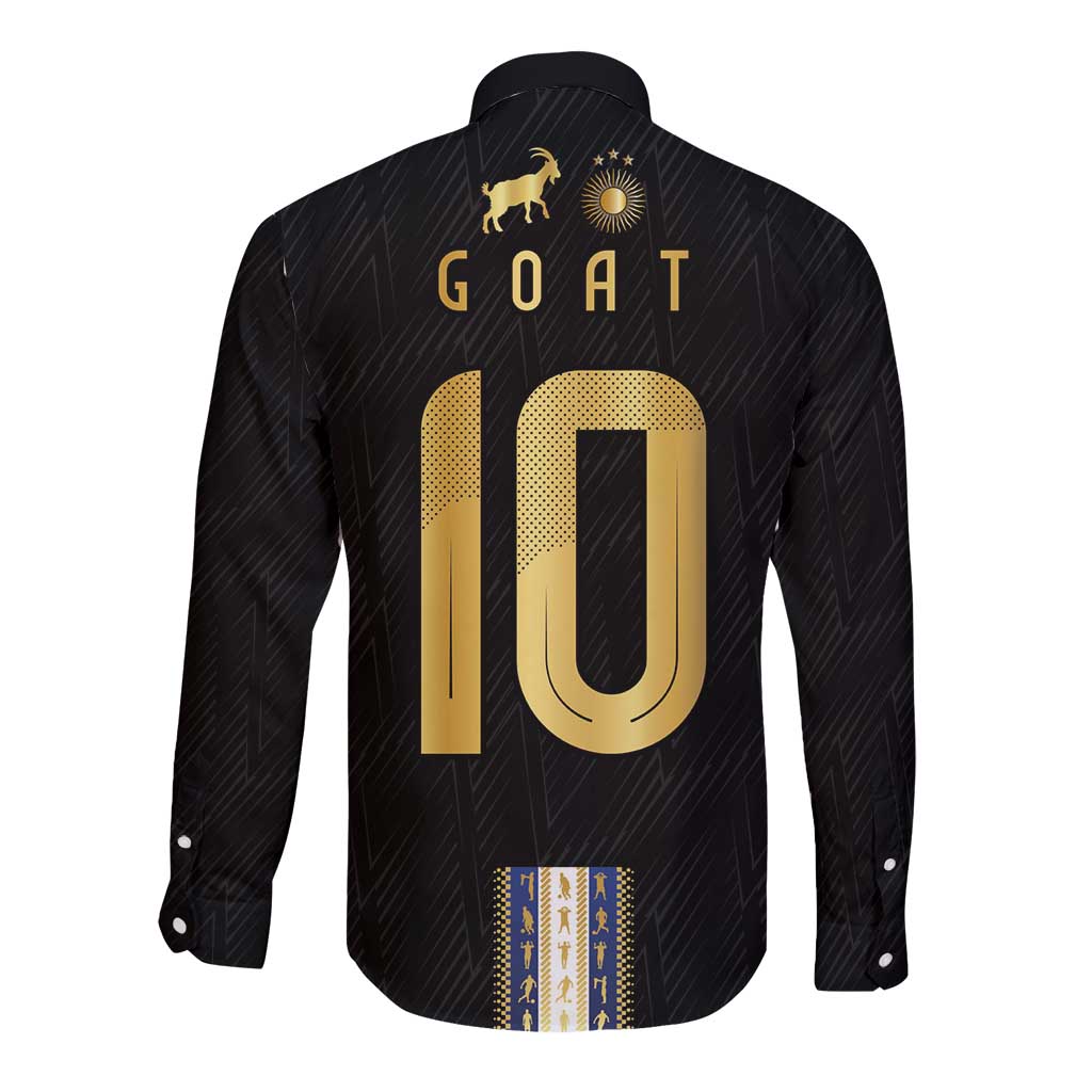 Argentina Football Long Sleeve Button Shirt GOAT-Pride of La Albiceleste