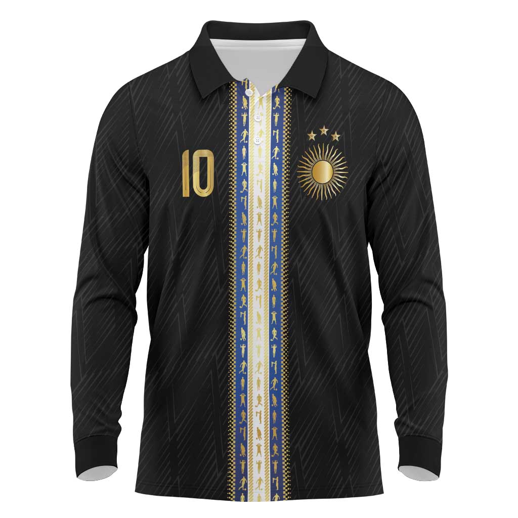 Argentina Football Long Sleeve Polo Shirt GOAT-Pride of La Albiceleste
