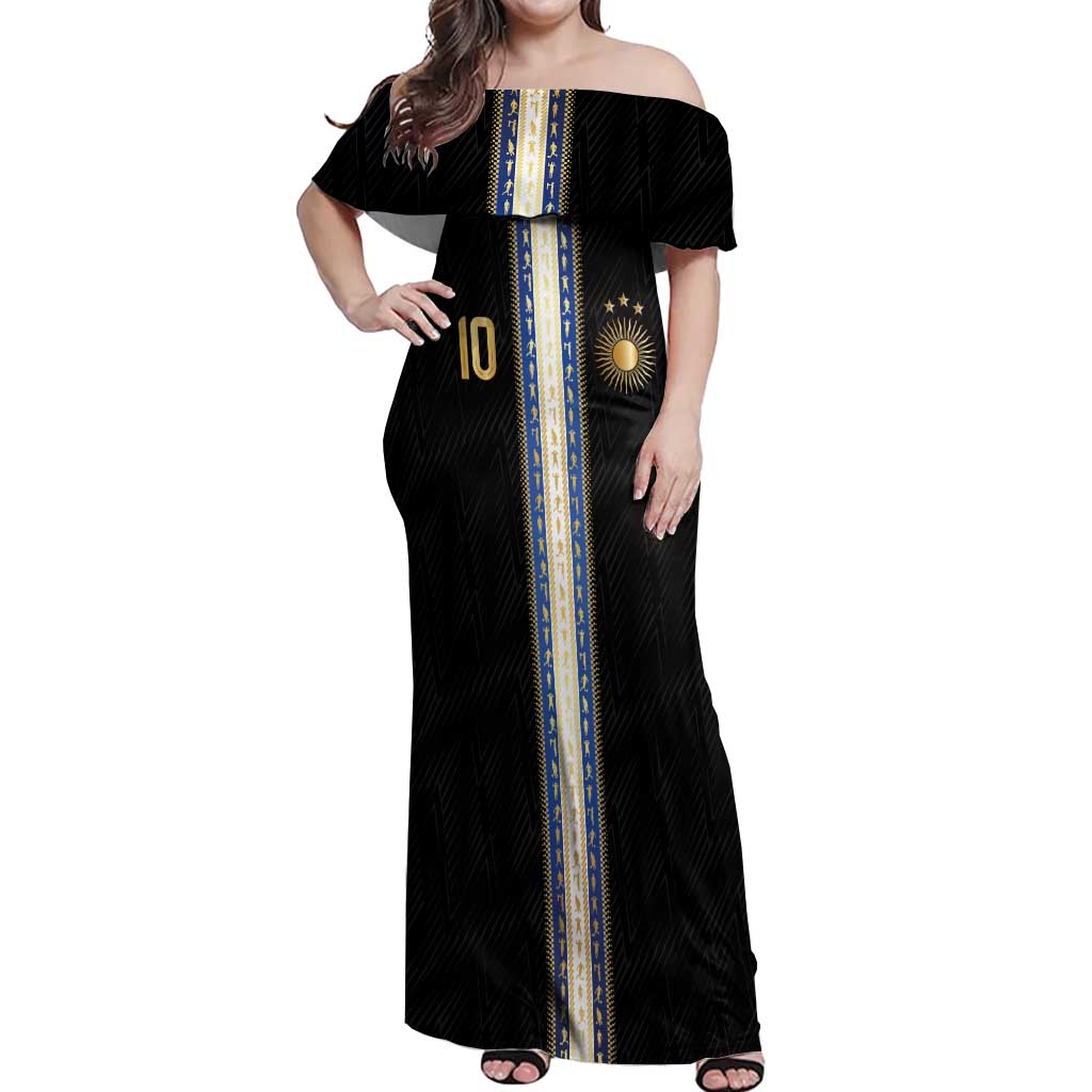 Argentina Football Off Shoulder Maxi Dress GOAT-Pride of La Albiceleste