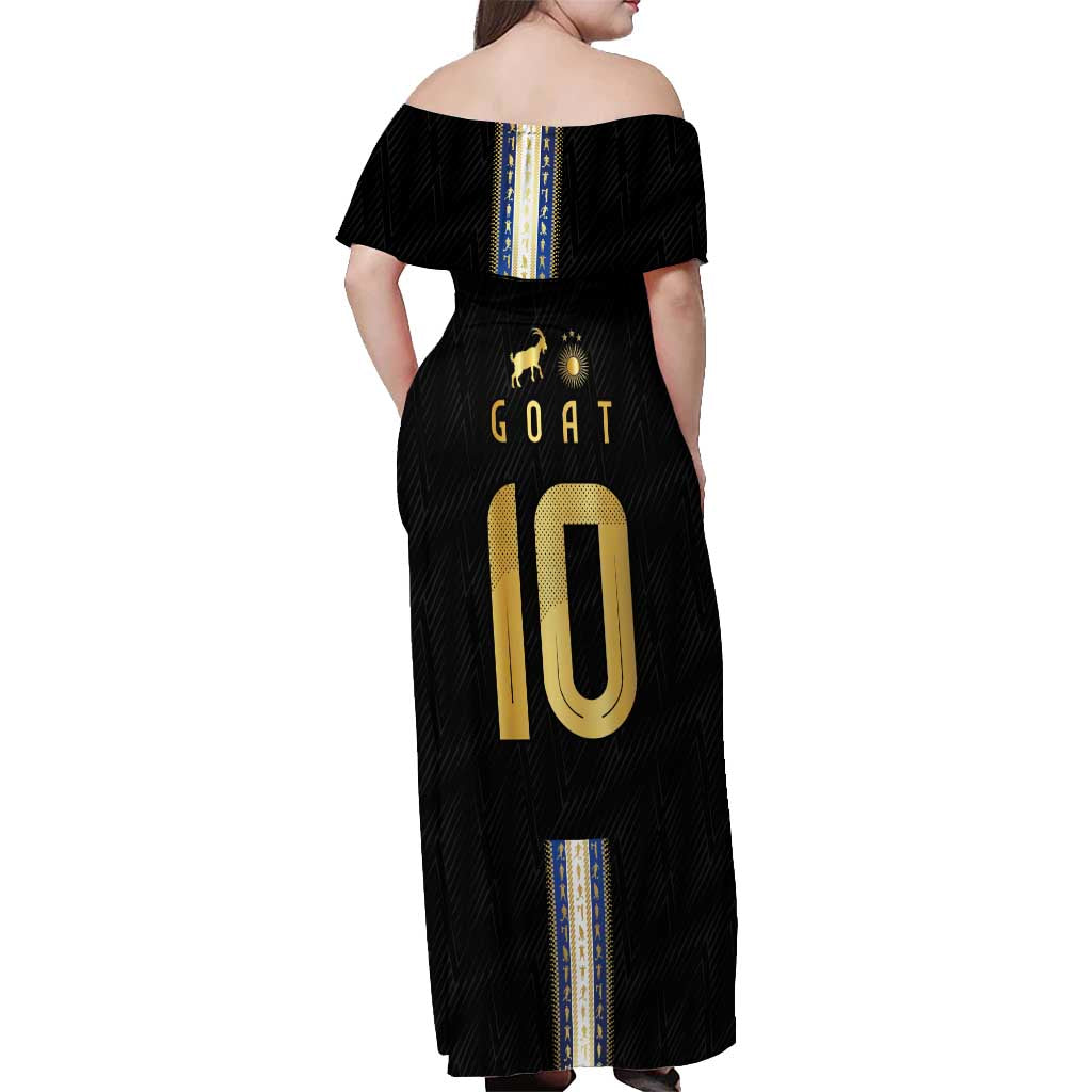 Argentina Football Off Shoulder Maxi Dress GOAT-Pride of La Albiceleste