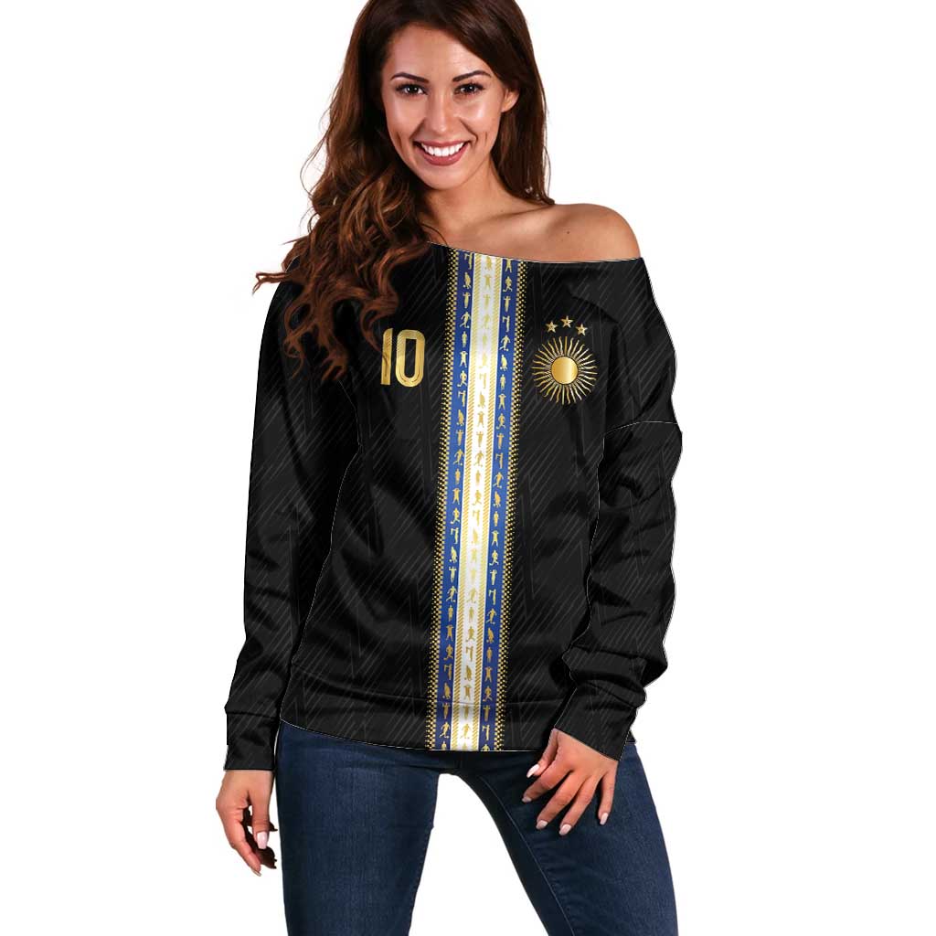 Argentina Football Off Shoulder Sweater GOAT-Pride of La Albiceleste