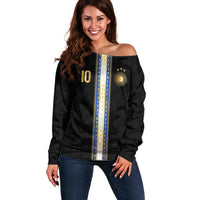 Argentina Football Off Shoulder Sweater GOAT-Pride of La Albiceleste