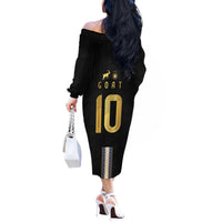 Argentina Football Off The Shoulder Long Sleeve Dress GOAT-Pride of La Albiceleste