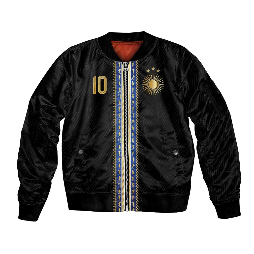 Argentina Football Sleeve Zip Bomber Jacket GOAT-Pride of La Albiceleste