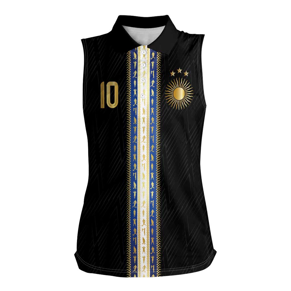Argentina Football Women Sleeveless Polo Shirt GOAT-Pride of La Albiceleste