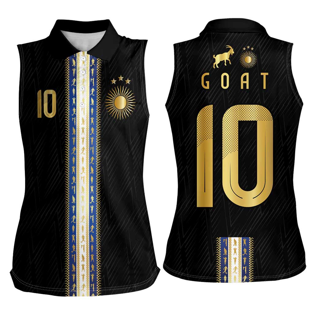 Argentina Football Women Sleeveless Polo Shirt GOAT-Pride of La Albiceleste