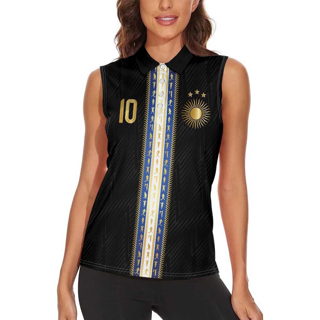 Argentina Football Women Sleeveless Polo Shirt GOAT-Pride of La Albiceleste