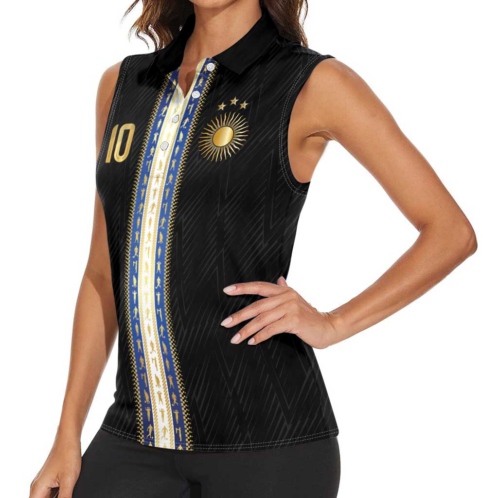 Argentina Football Women Sleeveless Polo Shirt GOAT-Pride of La Albiceleste