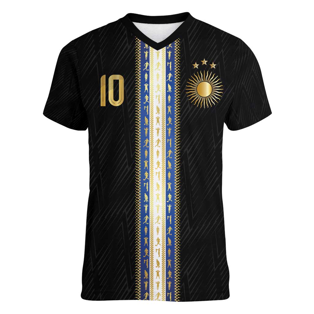 Argentina Football Women V-Neck T-Shirt GOAT-Pride of La Albiceleste