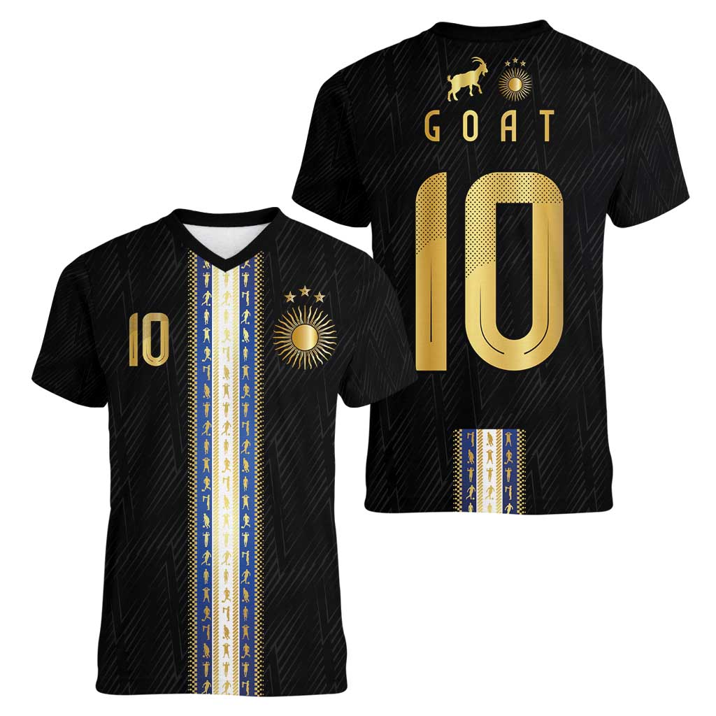 Argentina Football Women V-Neck T-Shirt GOAT-Pride of La Albiceleste