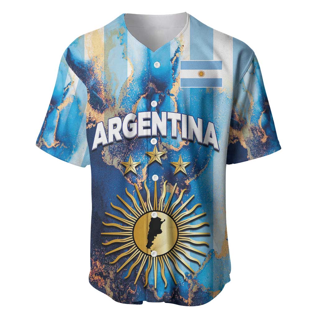 Custom Argentina Football Baseball Jersey La Albiceleste Marble Sky Version