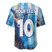 Custom Argentina Football Baseball Jersey La Albiceleste Marble Sky Version