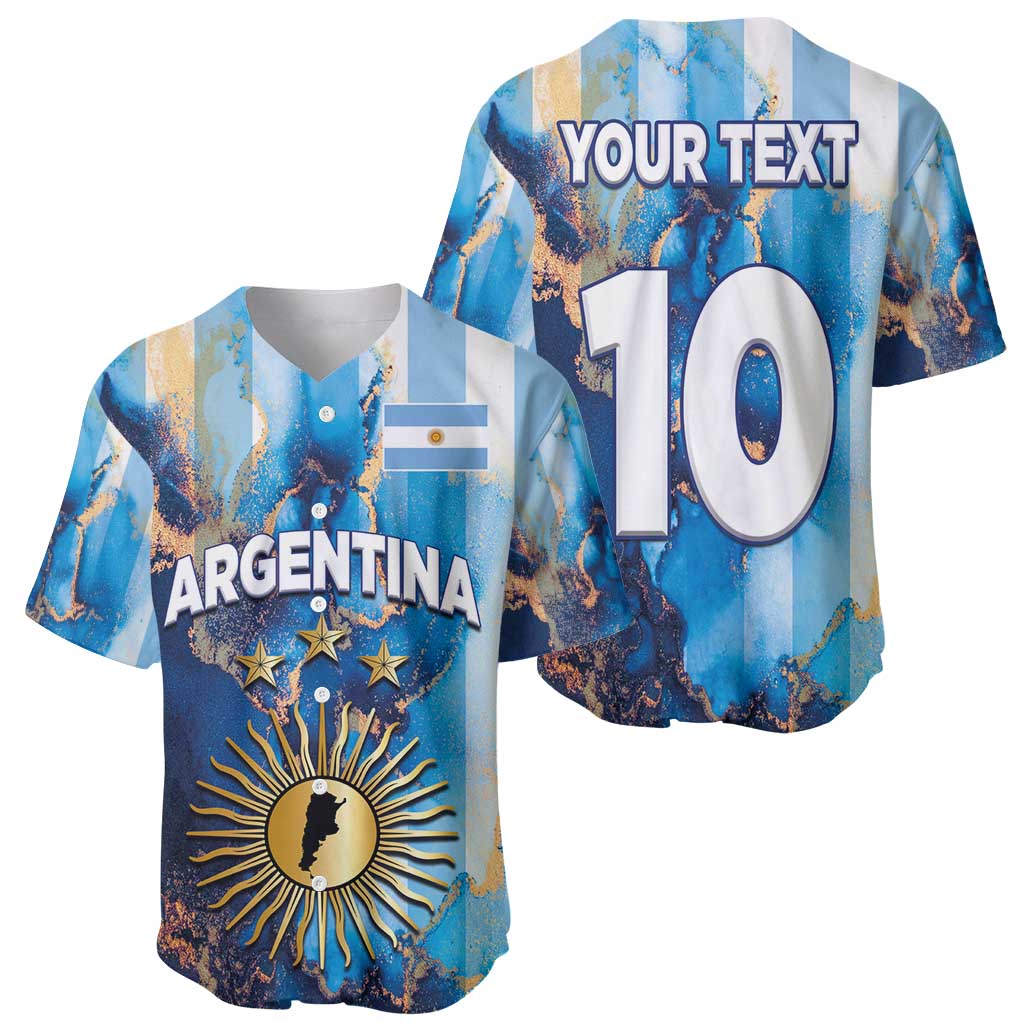 Custom Argentina Football Baseball Jersey La Albiceleste Marble Sky Version