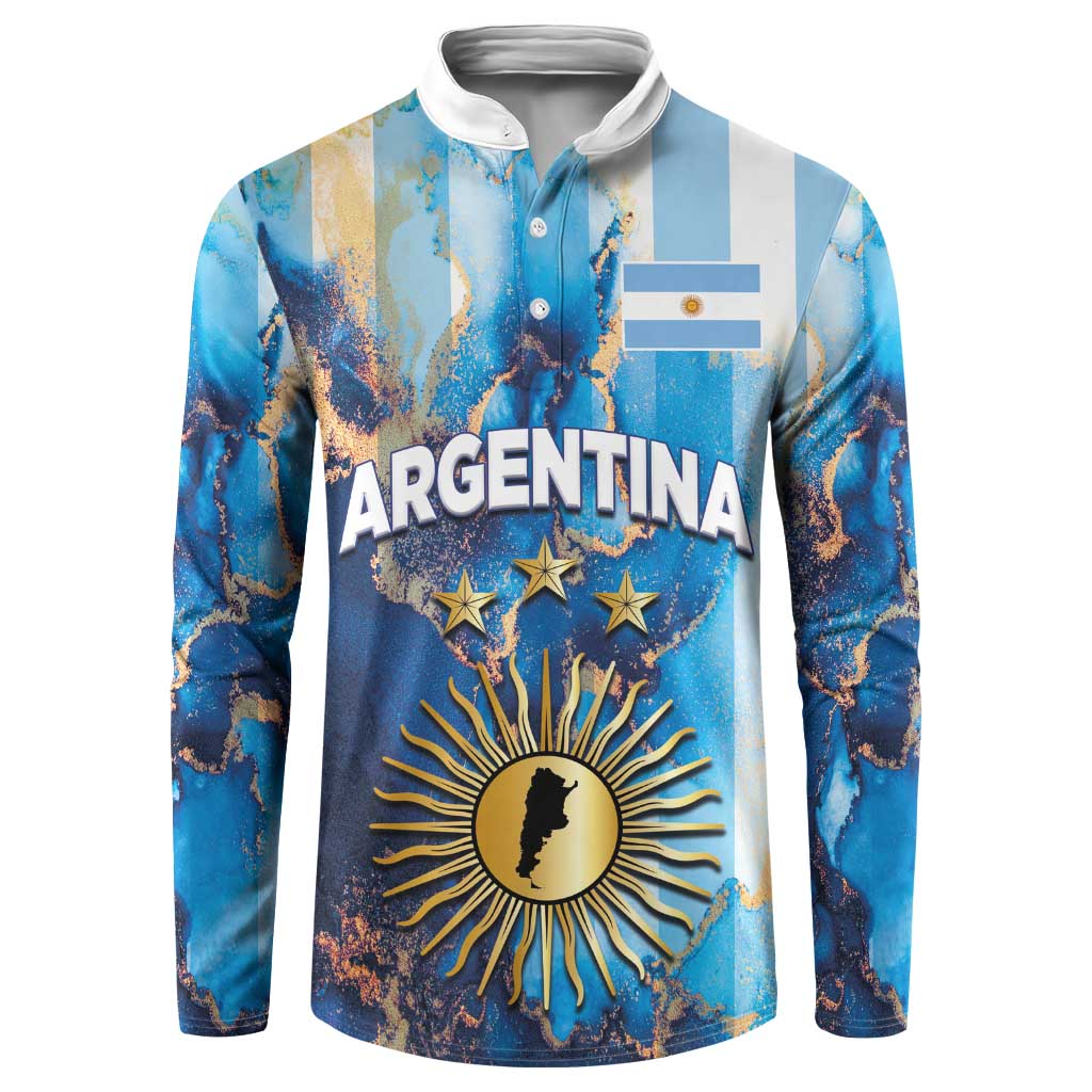 Custom Argentina Football Button Sweatshirt La Albiceleste Marble Sky Version