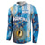 Custom Argentina Football Button Sweatshirt La Albiceleste Marble Sky Version
