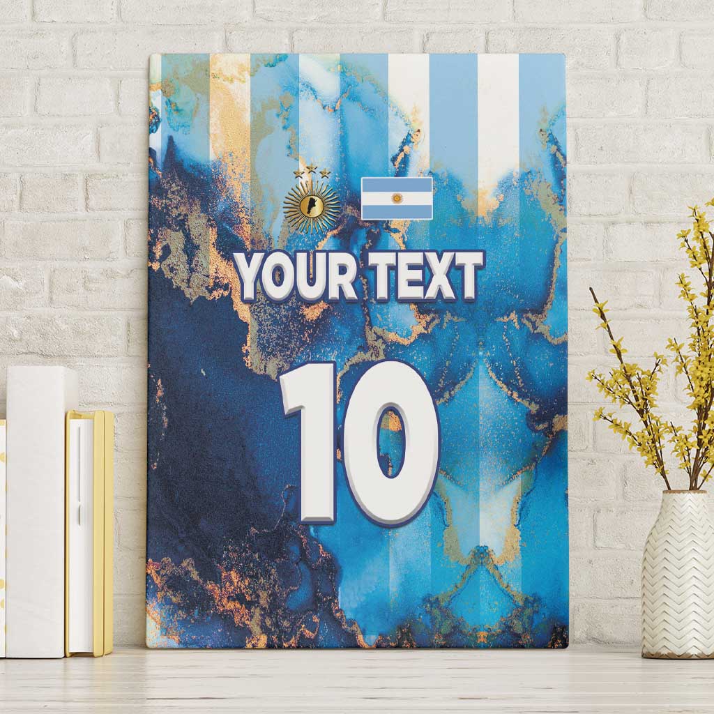 Custom Argentina Football Canvas Wall Art La Albiceleste Marble Sky Version