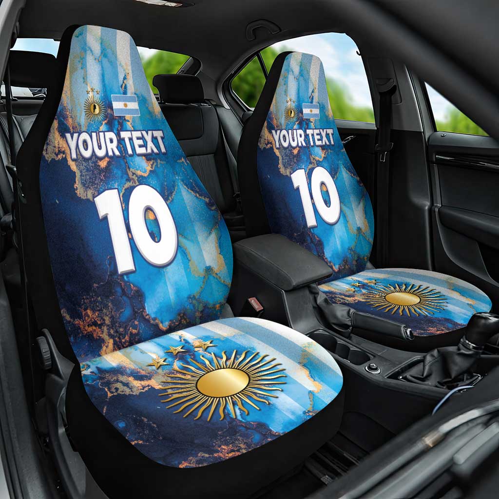 Custom Argentina Football Car Seat Cover La Albiceleste Marble Sky Version