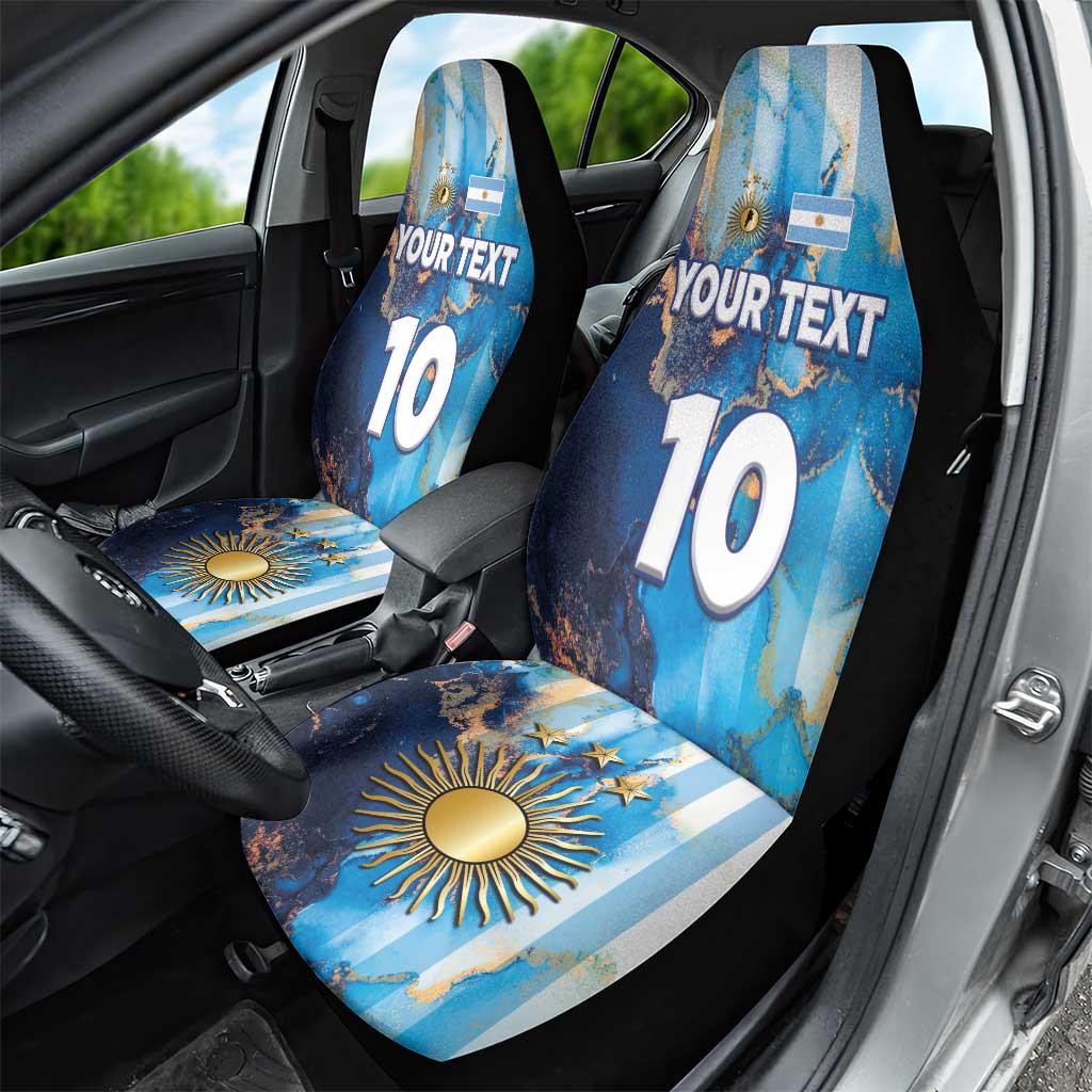 Custom Argentina Football Car Seat Cover La Albiceleste Marble Sky Version
